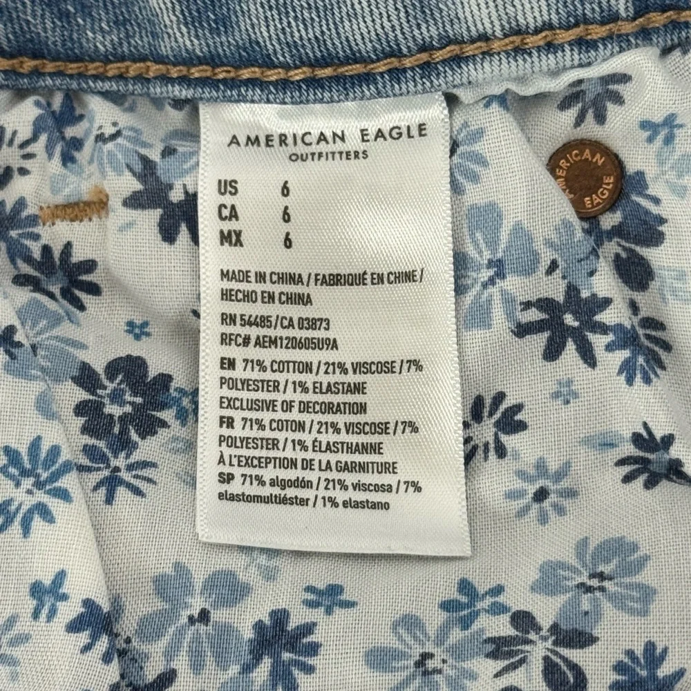 American Eagle Next Level Stretch Blue Raw Hem Cutoff Distressed Daisy Shorts 6